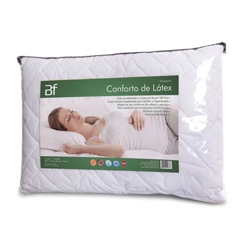Travesseiro Conforto Látex Hipoalérgico Capa Percal 180 Fios BF Colchões em Oferta na Shopee