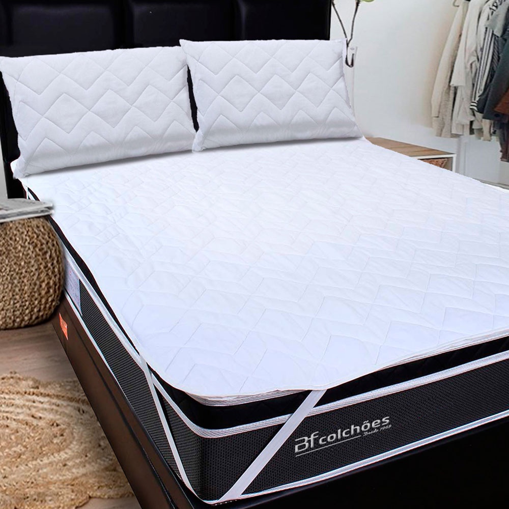 Protetor de Colchão e Capa de Travesseiro Casal 100% Impermeável 140 Fios 188x138x34cm - BF Colchões em Oferta na Shopee