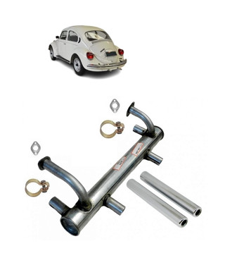 Escapamento Fusca 1300 1500 1600 67/86 Sem Pré Aquecimento e 2 Ponteiras Reta Cromada em Oferta na Shopee