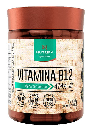 Vitamina B12 Metilcobalamina 414% Vd 60 Cápsulas - Nutrify