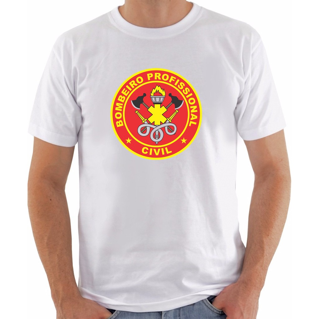 camiseta unissex bombeiro civil policia profissional
