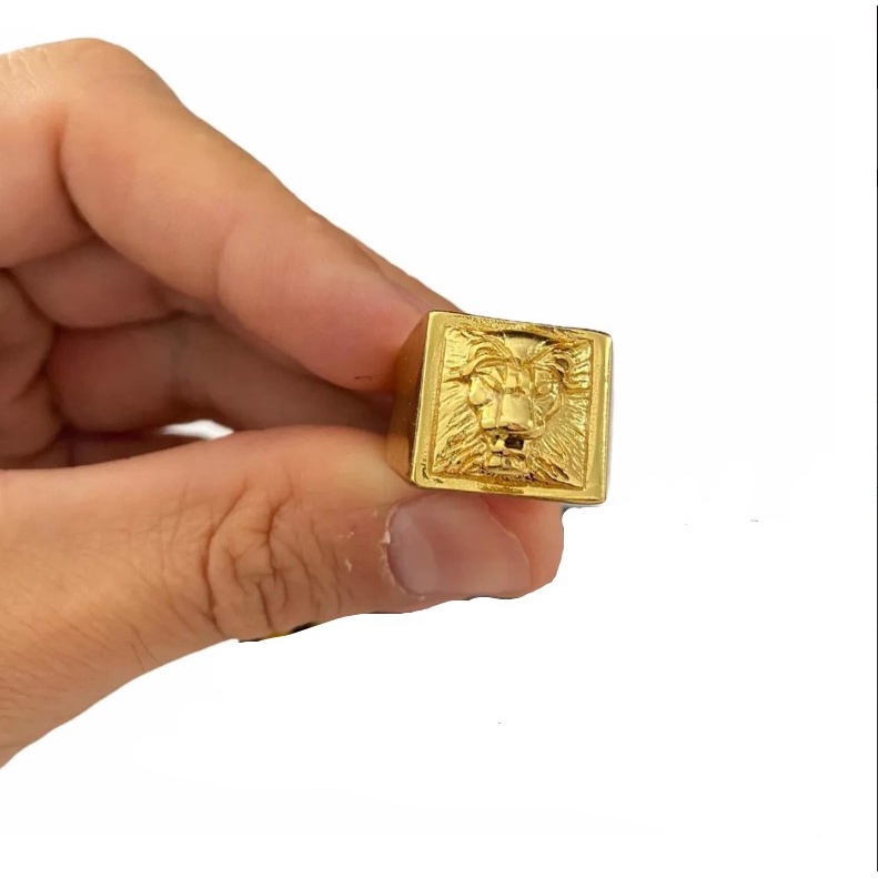 Anel ou Dedeira Leão Banhado A Ouro 18k