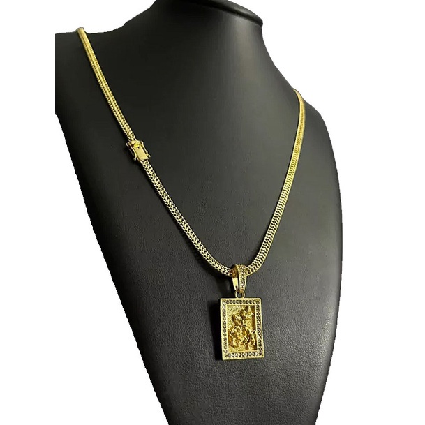 CORRENTE LACRAIA 5MM + PINGENTE SÃO JORGE BANHADO A OURO 18K