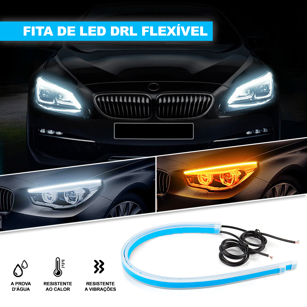 Par Fita Barra Led DRL Farol Diurno Branco Seta Sequencial Laranja Âmbar Honda New Fit 2009 2010 2011 2012 2013 2014