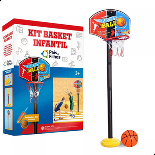 Cesta De Basquete Infantil Tabela 1.15m de Altura Com Bola E Bomba Inclusa Brinquedo Criança