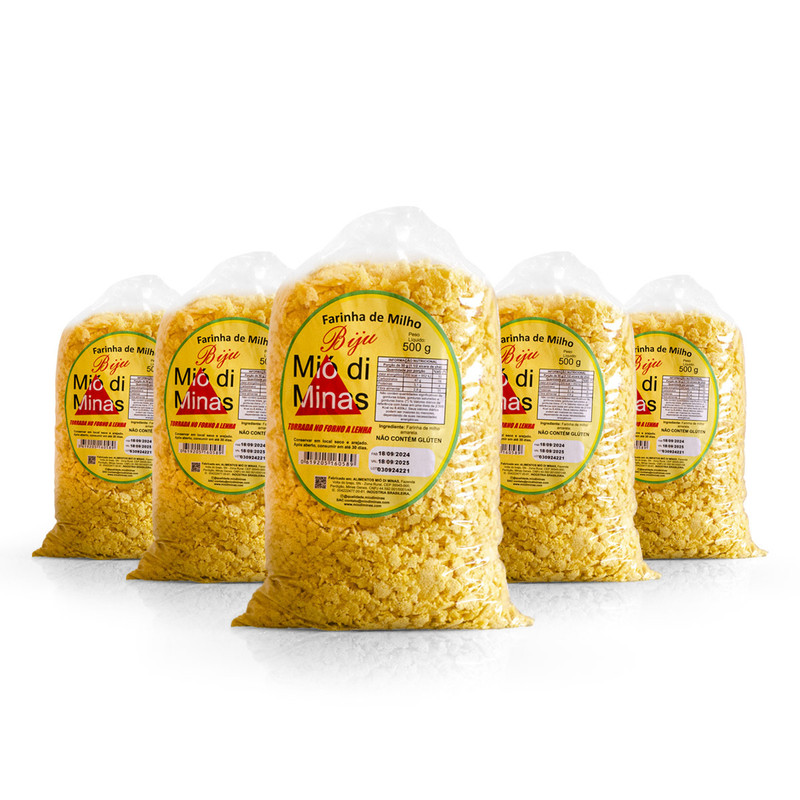 Kit Farinha Milho Artesanal Biju Torrada Natural Sem Gluten