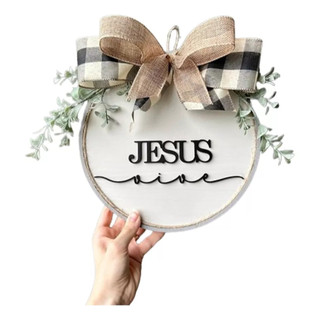 Guirlanda Jesus vive natal pascoa mandala enfeite de casa porta decoração quadro porta parede decorativo Jesus nasceu