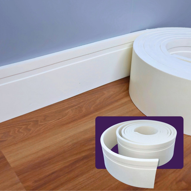 Rodapé Adesivo EVA 10M Flexível 7CM À Prova D'água Parede Moldura Friso Liso
