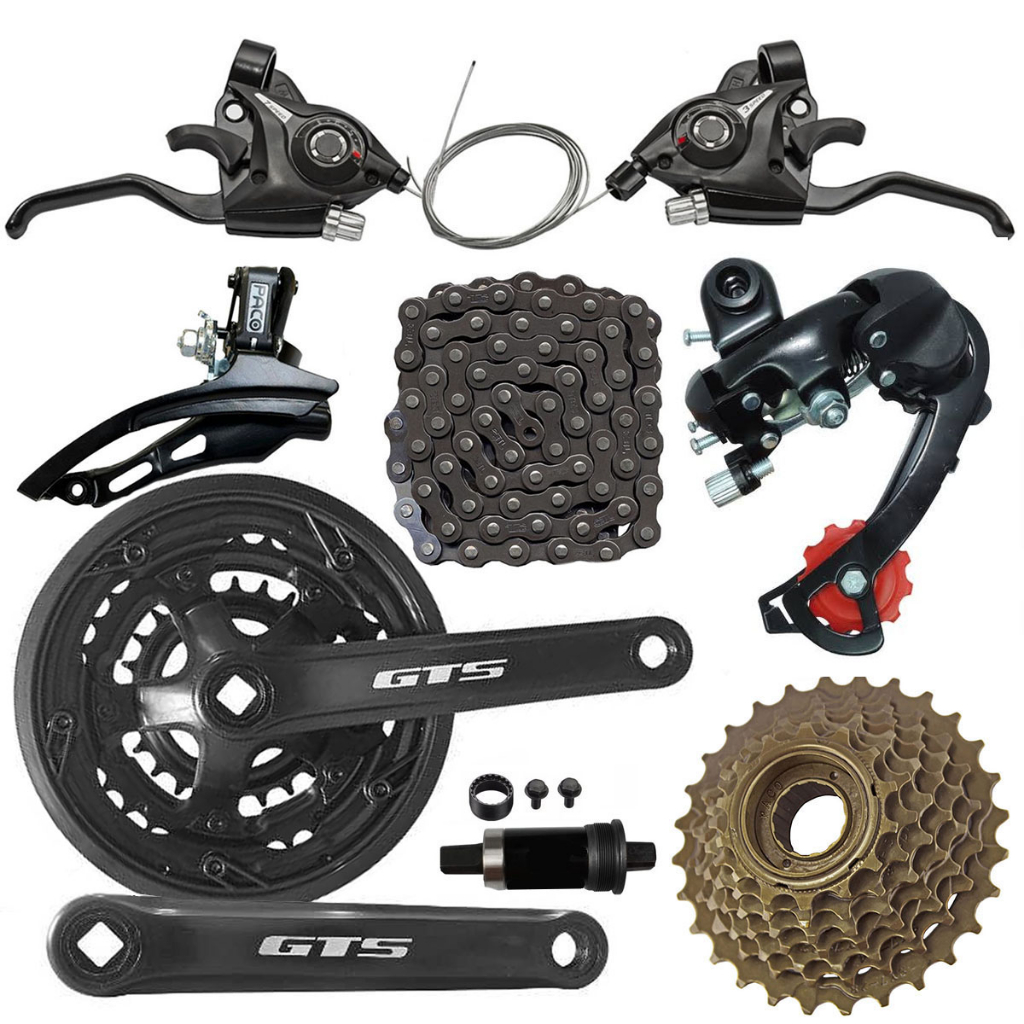 Kit 21 Marchas Bicicleta Pedivela Rapidfire Catraca Corrente Cambio Com Gancheira ou Sem Gancheira