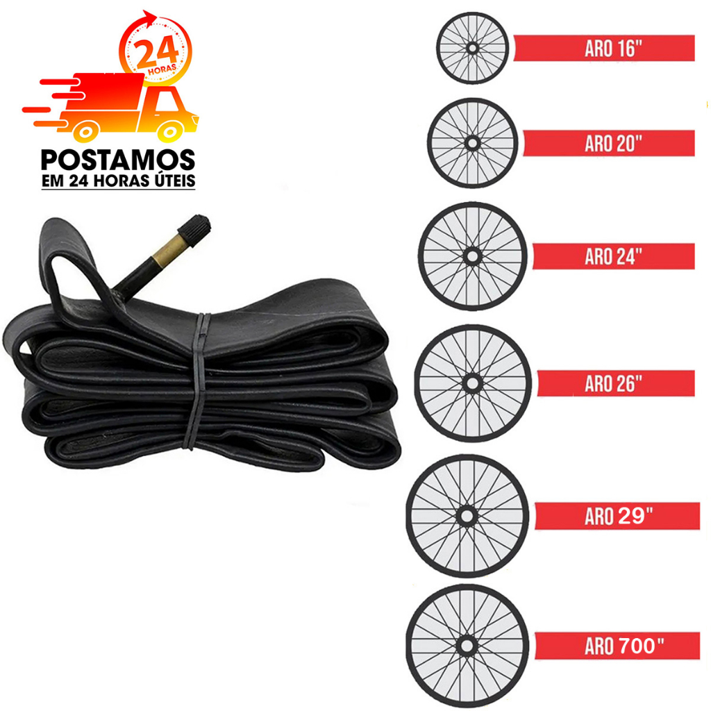 Câmara De Ar Bicicleta Aro 12" 16" 20"24" 26"27,5" 29" e aro 700 Bike