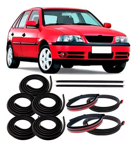 Kit Borracha Vedação 4 Portas e Mala + Pingadeira e Friso Teto Gol G3 E G4