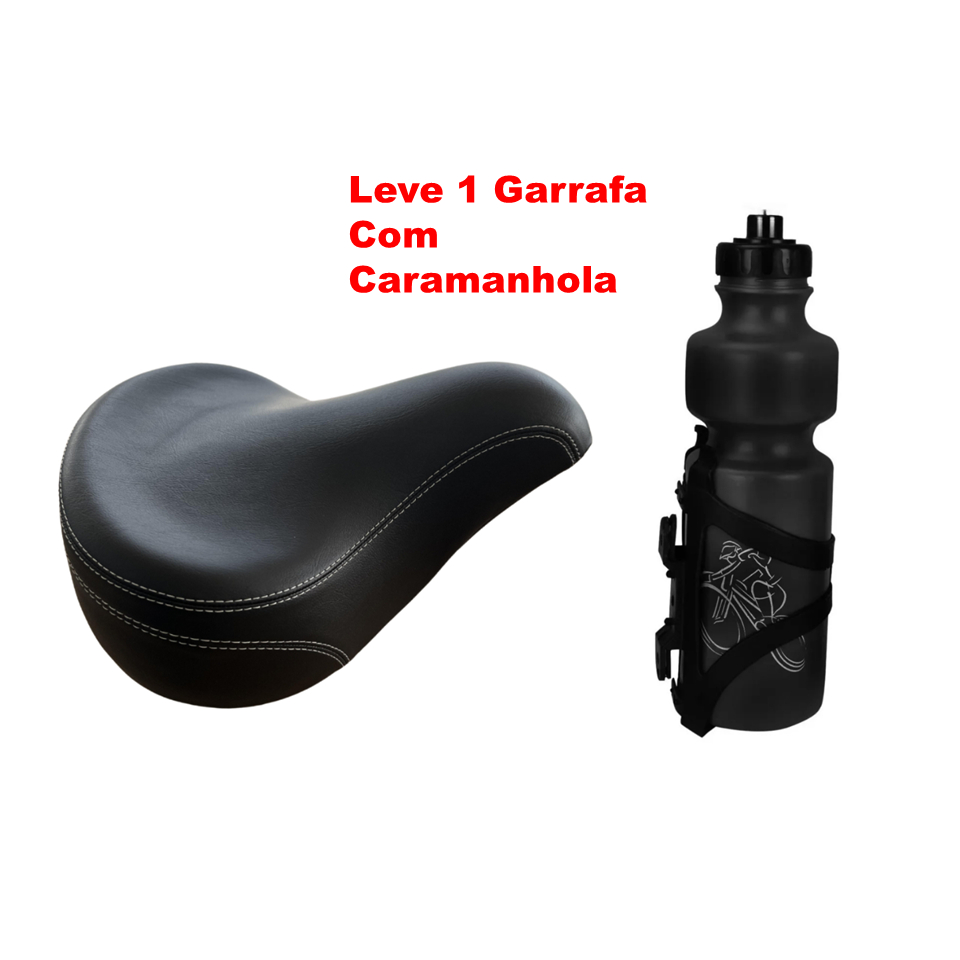 Kit Selim Banco Bike Confortavel Beach Retro + Garrafa Caramanhola