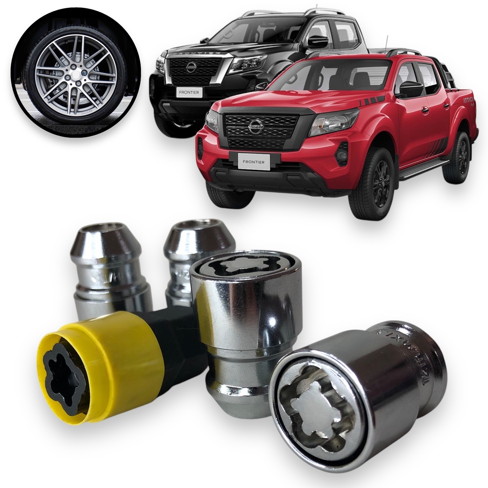 Kit Trava Porca / Parafuso Roda Antifurto Cabeça Giratória Nissan Frontier