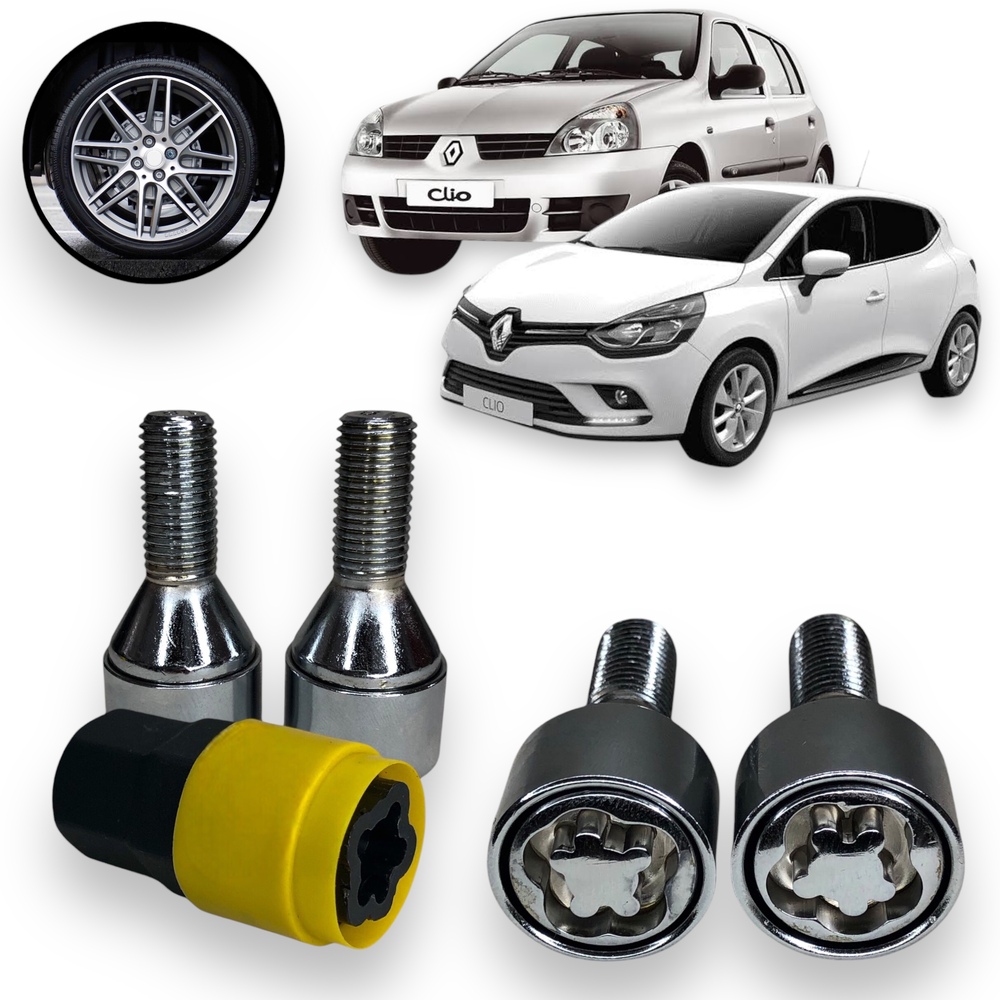 Kit Trava Parafuso / Porca Roda Antifurto Cabeça Giratória Renault Clio