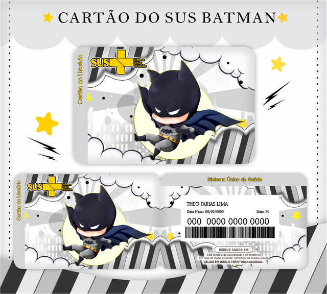 Cartão do SUS Personalizado tema batman
