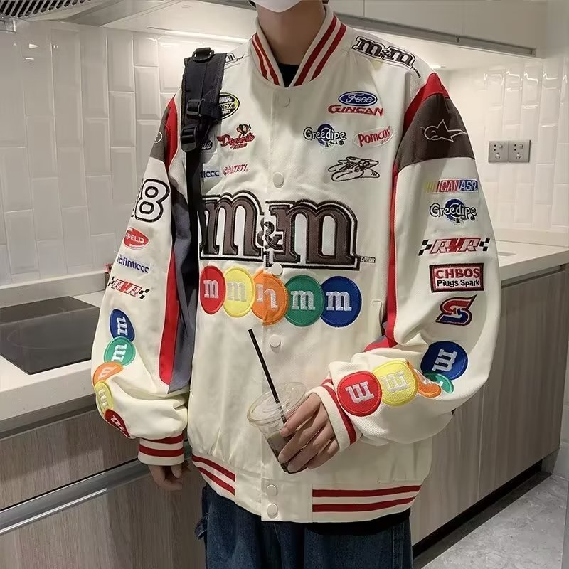 Casaco Masculino Coreano Unisexo Bordado Padrão