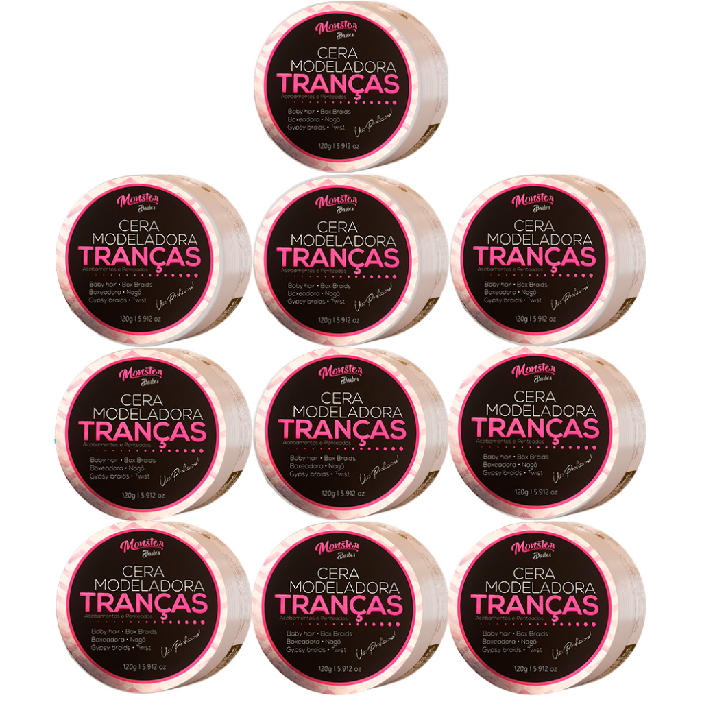 10 cera Modeladora Tranças Incolor Cabelo Box Braid Baby Hair Nagô Boxeadora Baby Hair low Poo 120g monster barber