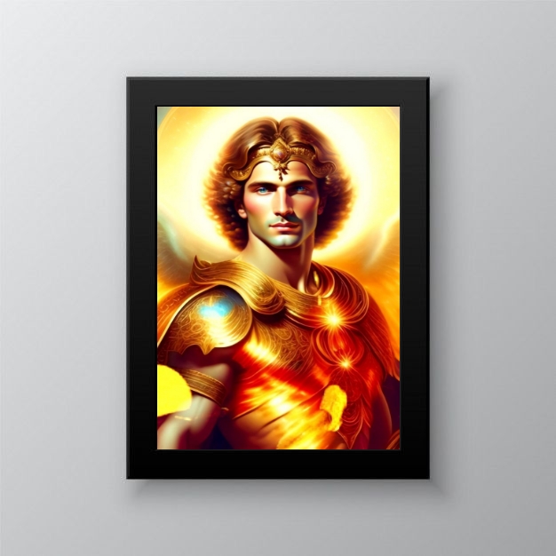 Quadro Decorativo Arcanjo Uriel - Moldura Preta