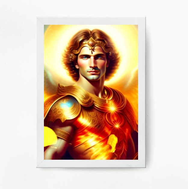 Quadro Decorativo Arcanjo Uriel - Moldura Branca