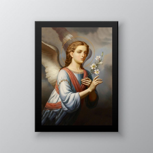 Quadro Decorativo Arcanjo Gabriel - Moldura Preta