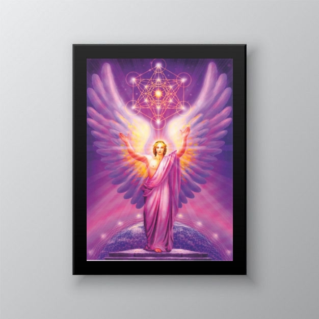 Quadro Decorativo Arcanjo Metatron - Moldura Preta