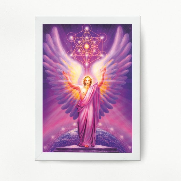 Quadro Decorativo Arcanjo Metatron - Moldura Branca