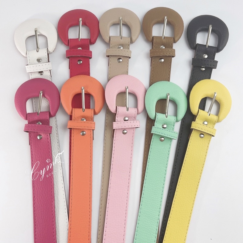 cinto feminino de fivela redondo grosso coloridos última estilo em Oferta na Shopee