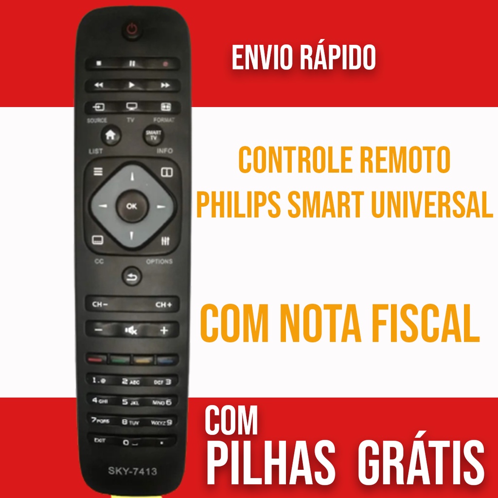 Controle Remoto Smart Tv Philips Universal HD LCD LED