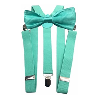 Gravata Borboleta Verde Tiffany Agua +suspensorio Kit 6 Pcs