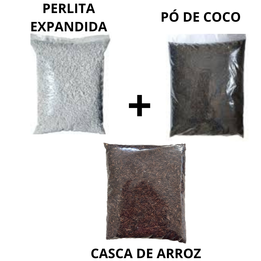 Casca de Arroz + Perlita + Pó de Coco 5L Cada | Orquideas Sucelentas Jiboia Costela-de-Adão Monstera em Oferta na Shopee