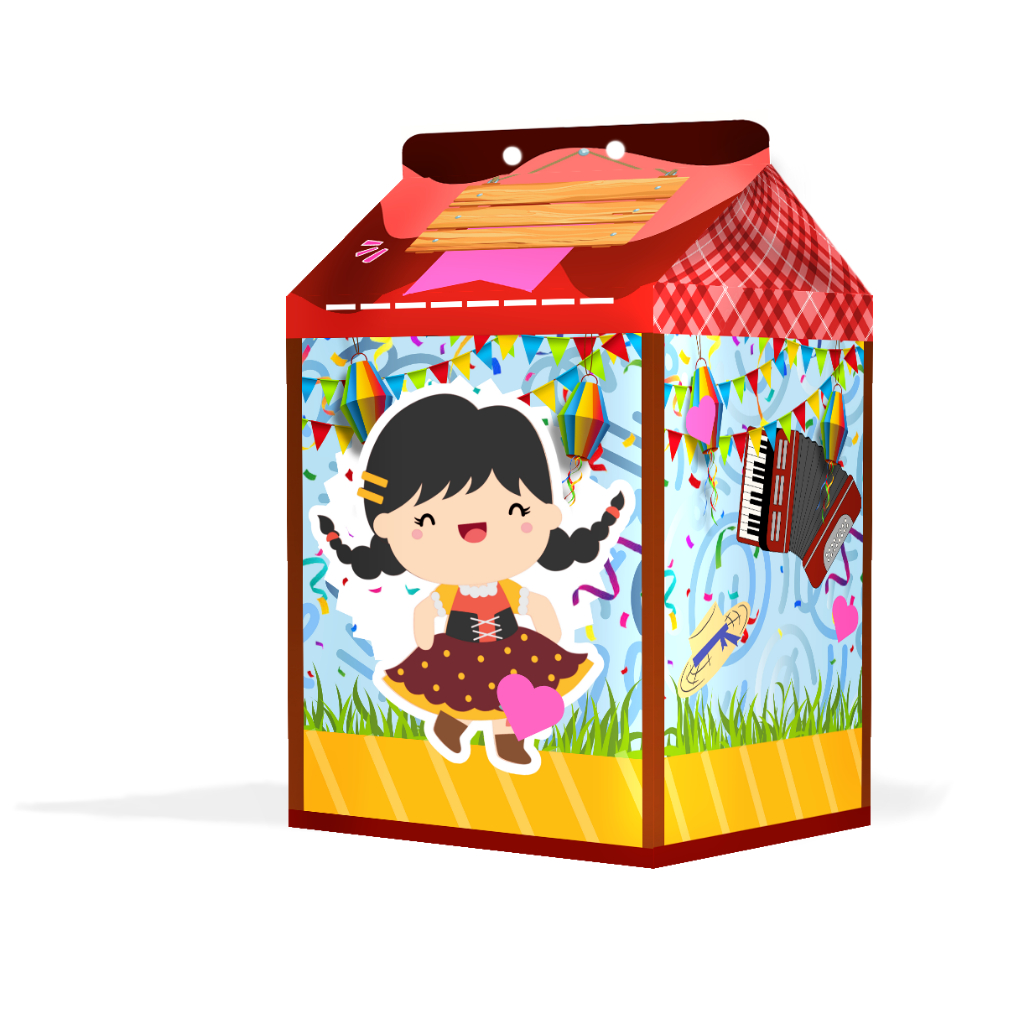 Caixinha Milk Festa Junina Menina para Festa Personalizada - Lembrancinha para Festa