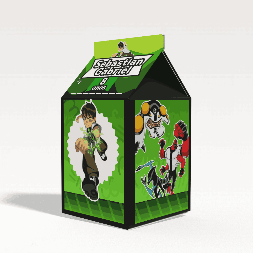 Caixinha Milk Ben 10 Clássico para Festa Personalizada - Lembrancinha para Festa