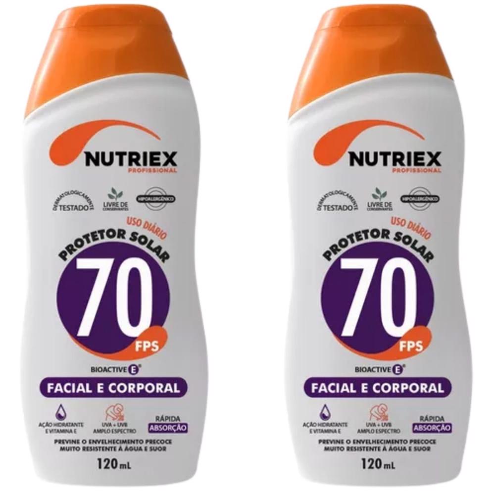 Kit 2 Protetor Solar Soldador Fps 70 Facial Nutriex 120ml