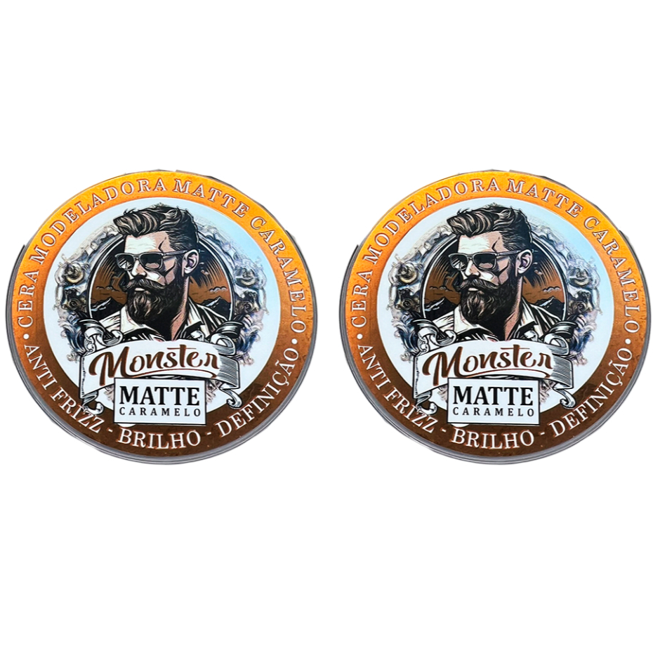 02 cera Modeladora monster barber Efeito Matte Caramelo 120g Cabelo e barba !