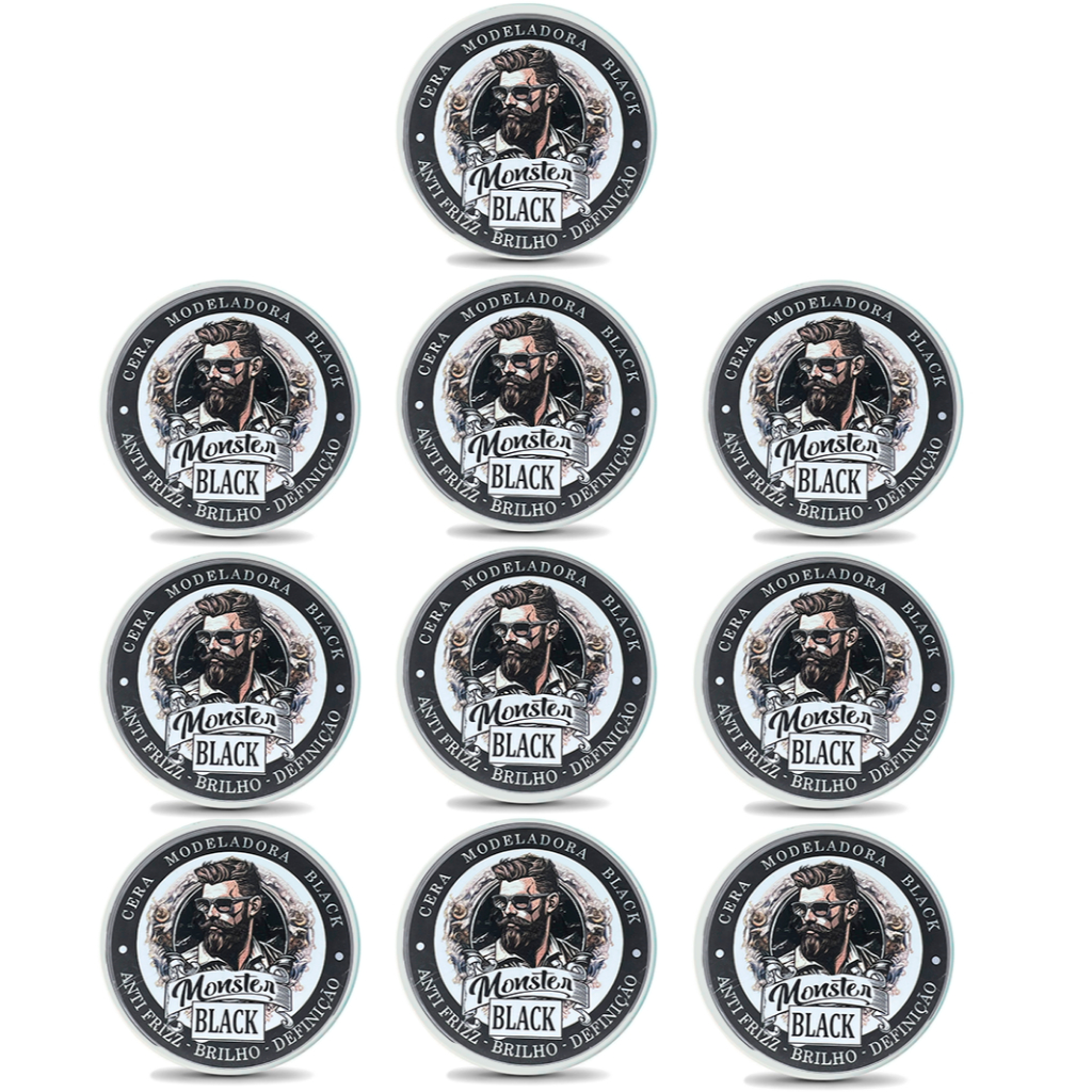 10 cera Modeladora Preta Pigmentada Fixação 120g monster barber escurecedora barba cabelo e bigode !