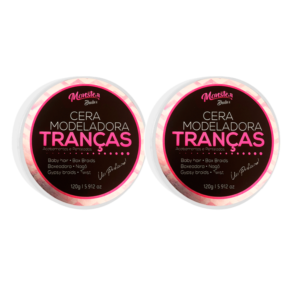2 cera Modeladora Tranças Incolor Cabelo Box Braid Baby Hair Nagô Boxeadora Baby Hair low Poo 120gr monster barber