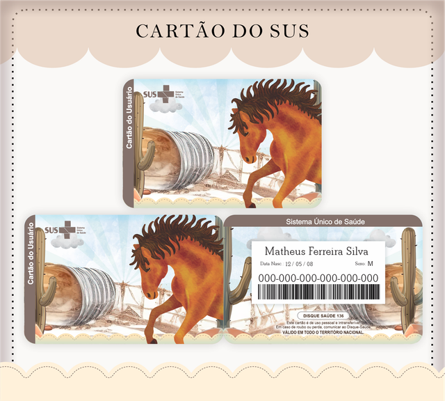 Cartão do SUS Personalizado Tema Cavalo