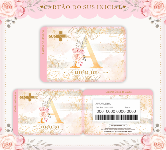 Cartão do SUS Personalizado Tema Inicial