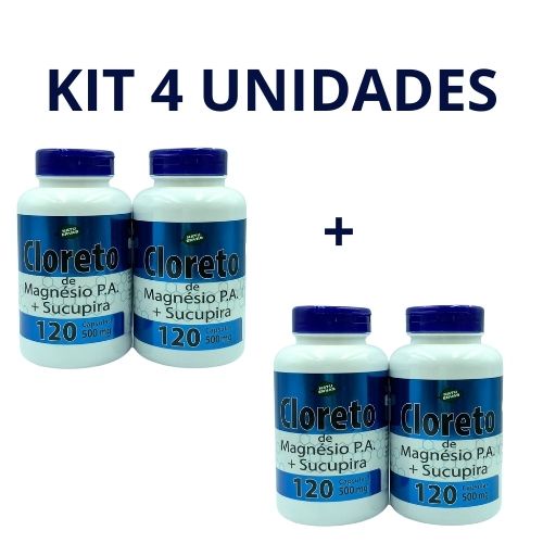 4 UN Cloreto de magnésio pa com sucupira 100% natural 120 capsulas de 500 mg em Oferta na Shopee