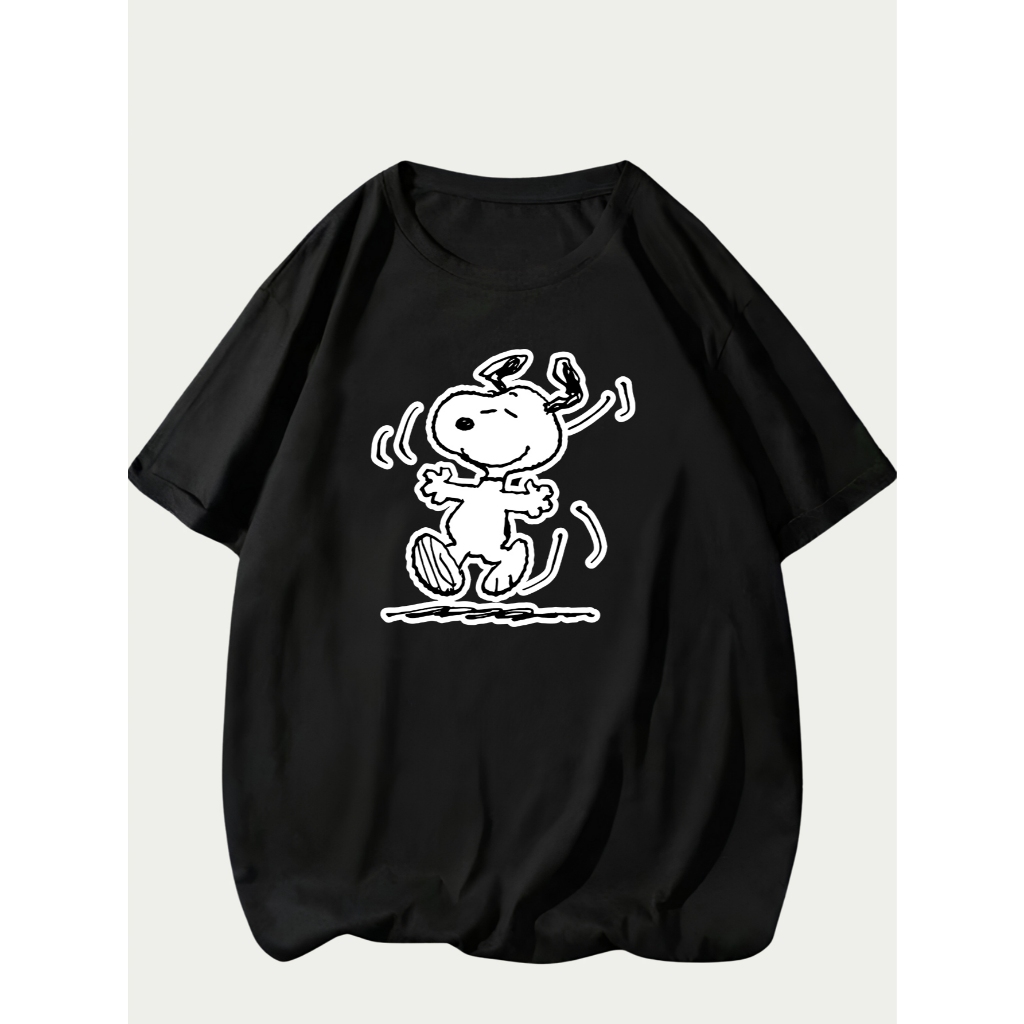 Camiseta Cartoon Snoopy Cachorro Desenho Animado Blusa Feminina  Moda Casual Confort Manga Curta