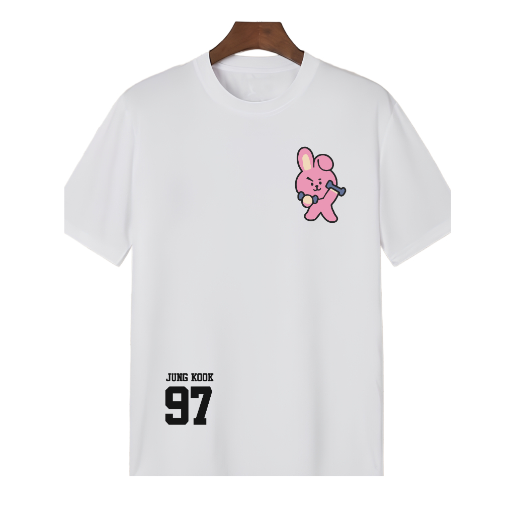 Camiseta De Algodão BTS Jung Kook BT21 Kpop Cooky Blusa Feminina Confortável Macia