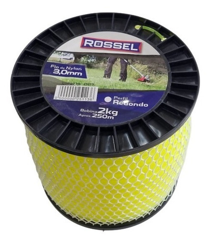 Bobina Rolo Fio Corte Nylon Roçadeira 3mm 2kg 250mts Redondo Cor Amarelo
