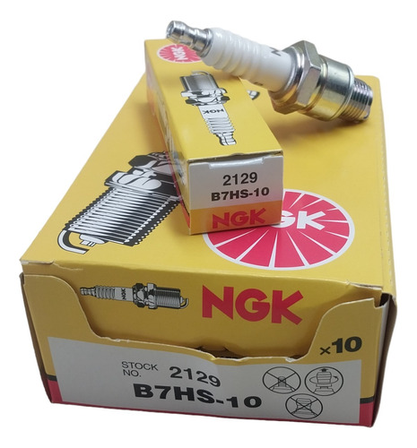 Vela Ignição Ngk B7hs-10 compatível com Motor de Popa Yamaha Suzuki Mariner - Caixa com 10 unidades
