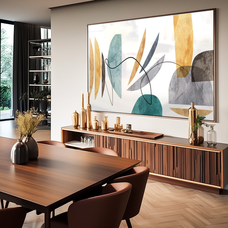 Quadro Decorativo 115x80cm Abstrato Folhas e Linhas Hall da Luxo Sala Quarto Casa Decoração 4k em Oferta na Shopee