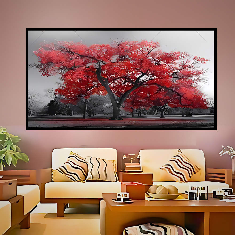 QUADRO TELA DECORATIVA YPE VERMELHO FLORAL VERTICAL 4K FULL HD 115x80 PAINEL UNICO ALTA QUALIDADE 4k em Oferta na Shopee