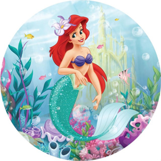Painel Redondo Mini Pequena Sereia Sublimado Festa 50x50 em Oferta na Shopee