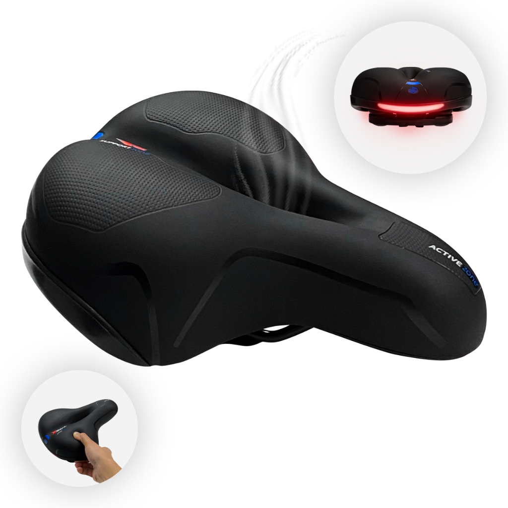 Banco Selim Bike 2 Molas Assento Vazado Anatômico Gel Super Confortável Fita Refletiva de Segurança