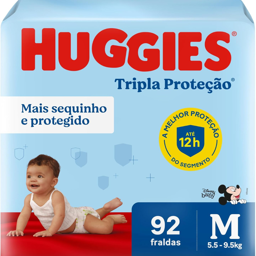 Fralda Huggies Tripla Proteção Hiper - Tamanho M - Com 92 Unidades em Oferta na Shopee