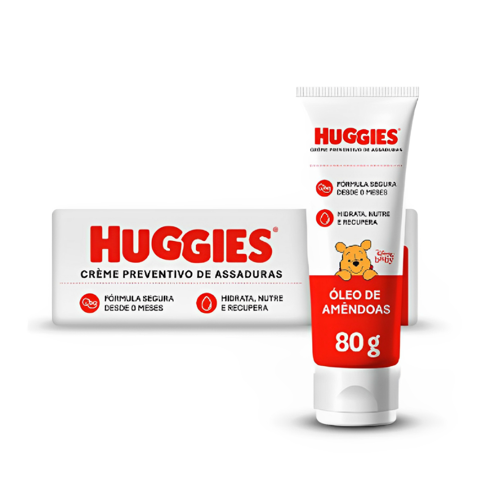Creme Preventivo Contra Assaduras 80g - Huggies Óleo de Amêndoas- Hidrata/Nutre/Recupera