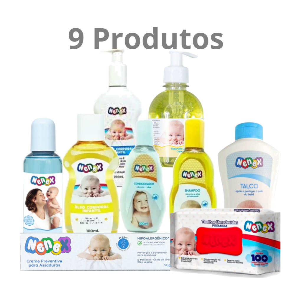 Super Kit Higiene com 9 Itens Azul - Nenex